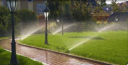 Irrigating grass with lightposts